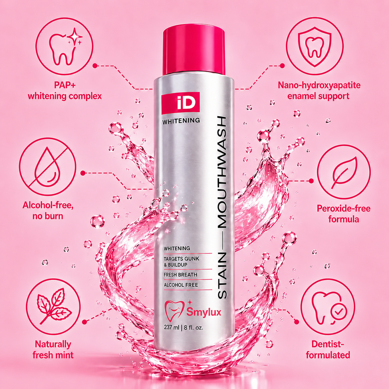 Smylux® Breath Freshen & Stain Whitening Mouthwash
