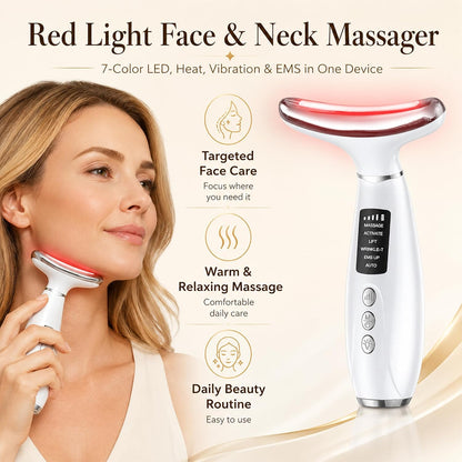 Red Light Therapy Face Massager - LED Face Sculpting Tool with EMS, Heat and Vibration