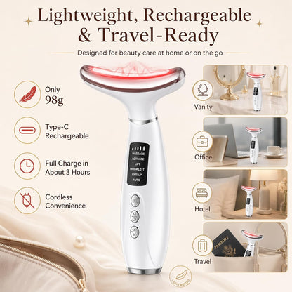 Red Light Therapy Face Massager - LED Face Sculpting Tool with EMS, Heat and Vibration