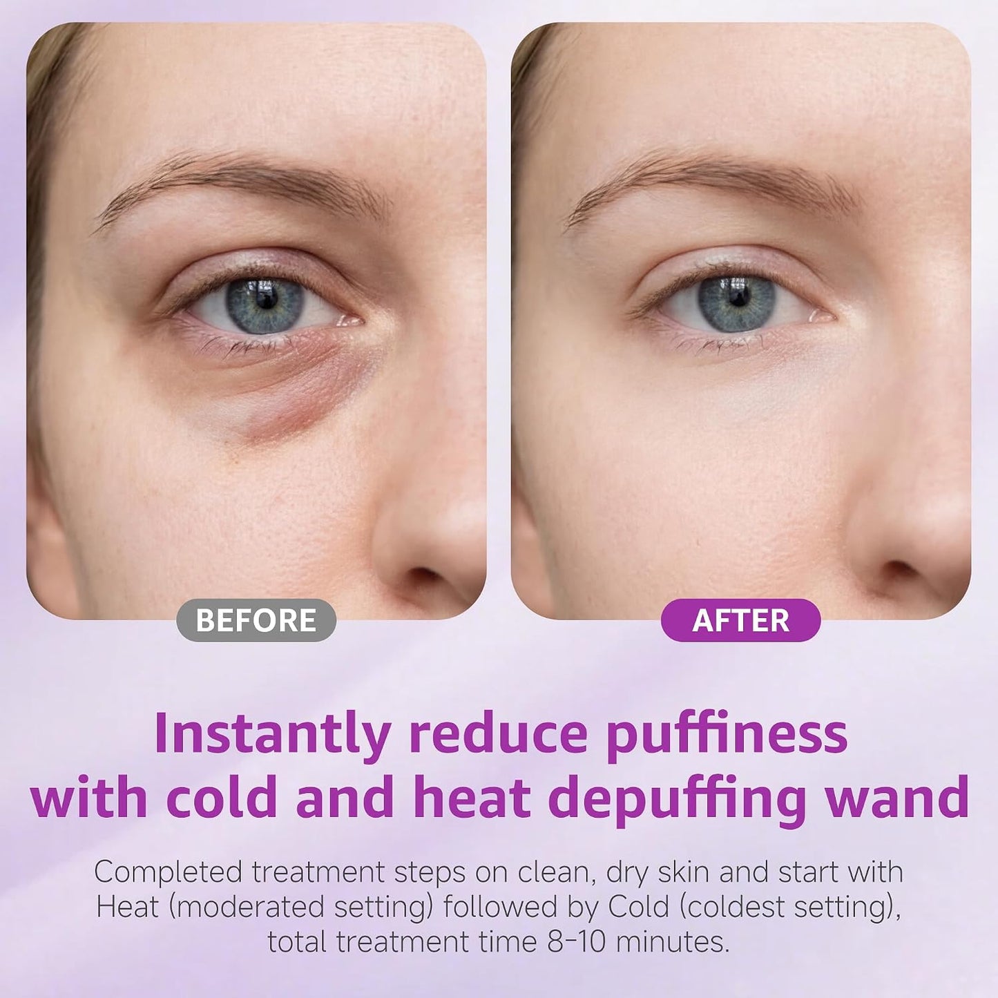 Depuffing Wand for Eyes and Face - Cold and Heat Facial Massager, Ice Roller Tool for Puffy Eyes and Dark Circles