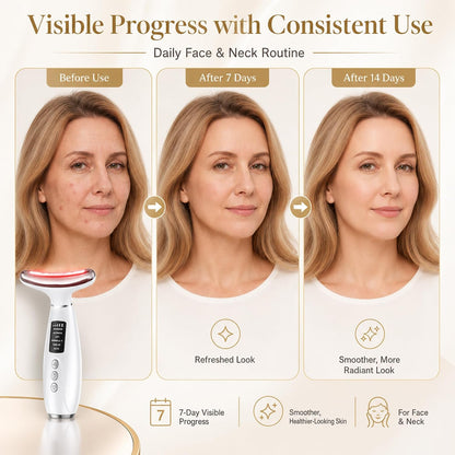 Red Light Therapy Face Massager - LED Face Sculpting Tool with EMS, Heat and Vibration