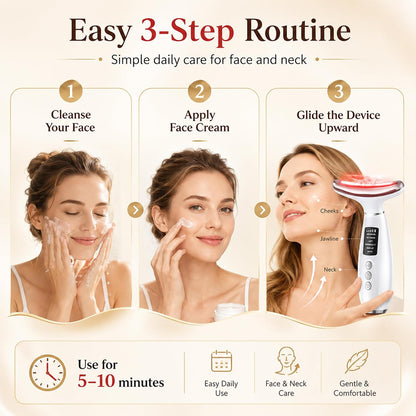Red Light Therapy Face Massager - LED Face Sculpting Tool with EMS, Heat and Vibration