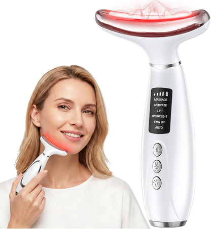 Red Light Therapy Face Massager - LED Face Sculpting Tool with EMS, Heat and Vibration