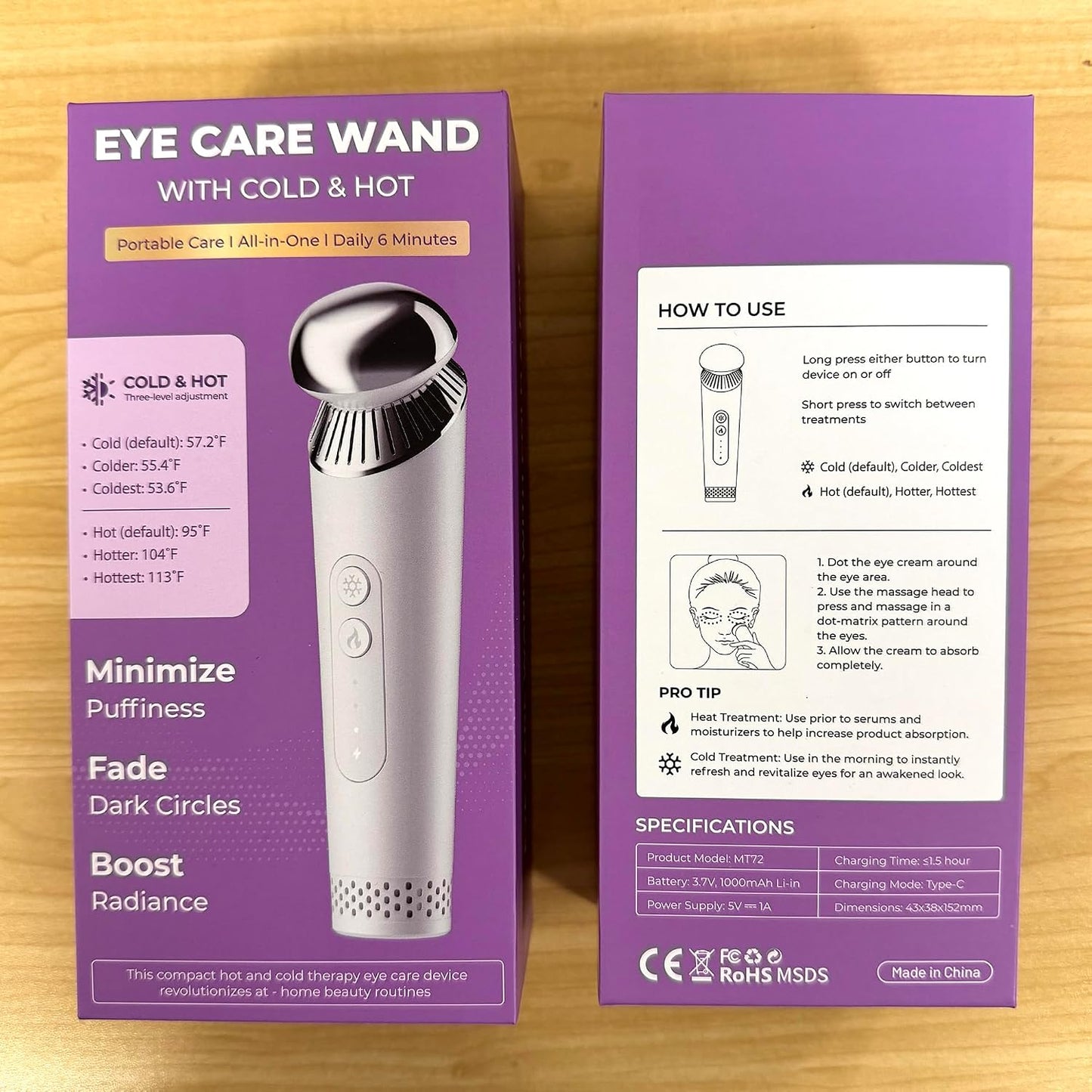 Depuffing Wand for Eyes and Face - Cold and Heat Facial Massager, Ice Roller Tool for Puffy Eyes and Dark Circles