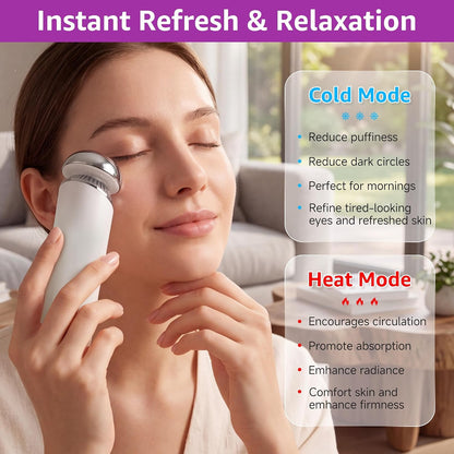 Depuffing Wand for Eyes and Face - Cold and Heat Facial Massager, Ice Roller Tool for Puffy Eyes and Dark Circles