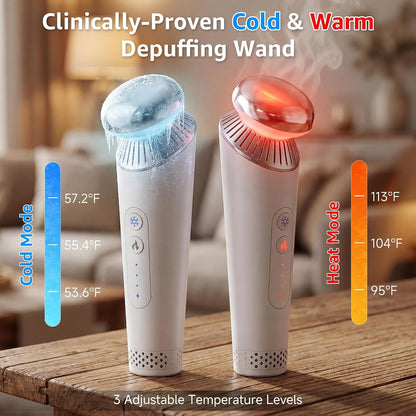 Depuffing Wand for Eyes and Face - Cold and Heat Facial Massager, Ice Roller Tool for Puffy Eyes and Dark Circles