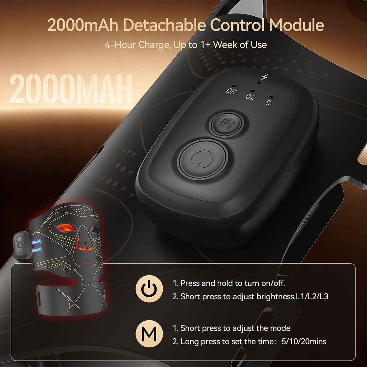 Red Light Therapy Face Mask - 850nm LED Cordless Skincare Device for At Home Beauty Care