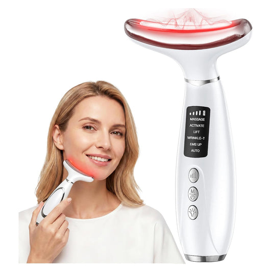 Red Light Therapy Face Massager - LED Face Sculpting Tool with EMS, Heat and Vibration