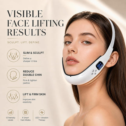 Electric V Face Massager – Double Chin & Jawline Toning Device, 6 Modes and 12 Gear Adjustable Intensities
