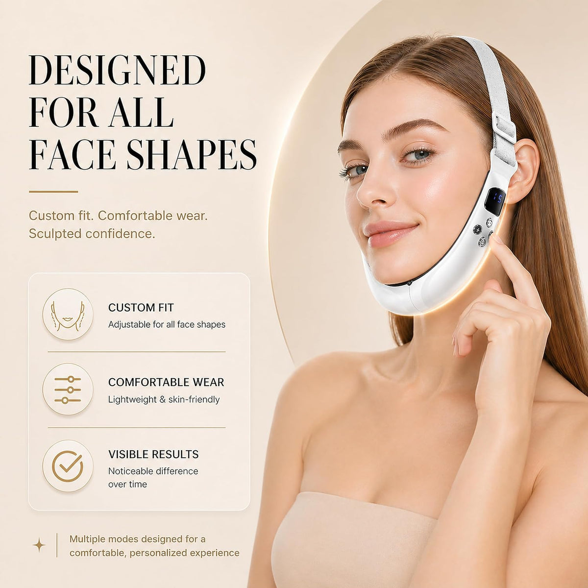 Electric V Face Massager – Double Chin & Jawline Toning Device, 6 Modes and 12 Gear Adjustable Intensities