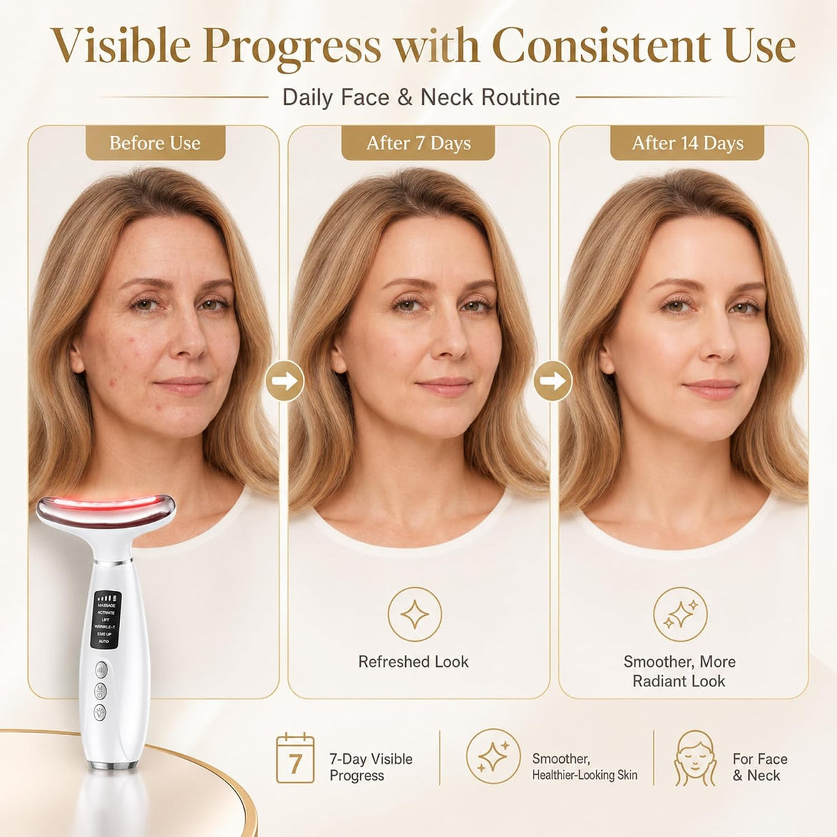 Red Light Therapy Face Massager - LED Face Sculpting Tool with EMS, Heat and Vibration